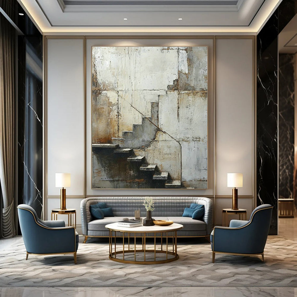 Weathered Wall & Stairs Realistic Art for Living Room & Office Hallway DLZ0523