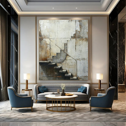 Weathered Wall & Stairs Realistic Art for Living Room & Office Hallway DLZ0523