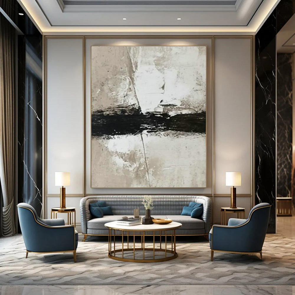 Black - Brown Minimalist Abstract Art for Modern Loft Study & Coffee Roaster Tasting Room DLZ0983