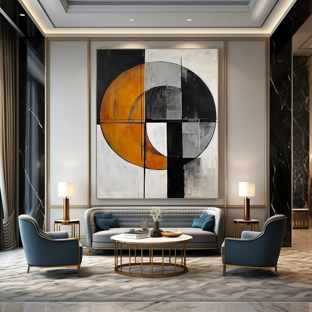 Circular Geometric Abstract for Luxury Hotel Lobby & Contemporary Home STSC208