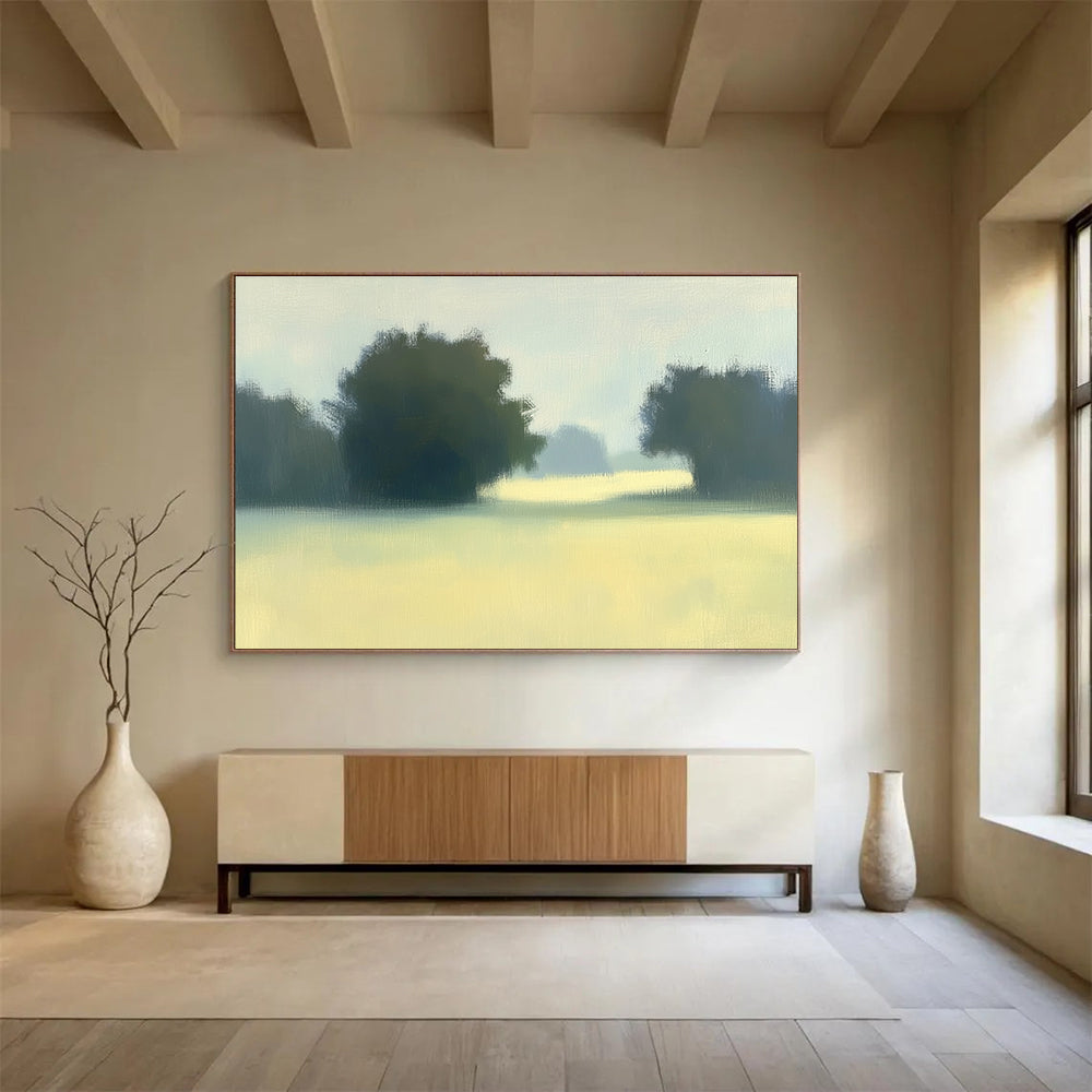 Foggy Field with Trees Art for Nature - Lover’s Bedroom & Rustic - Style Café SC498