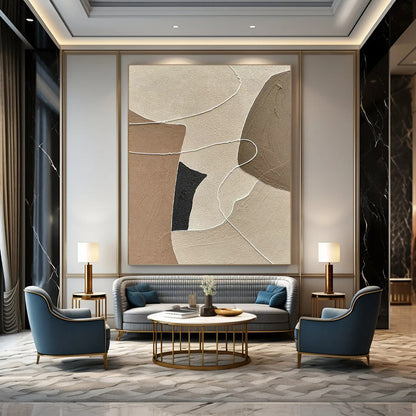 Earth - Toned Abstract Collage Art for Minimalist Living Room & Neutral - Toned Office DLZ1320