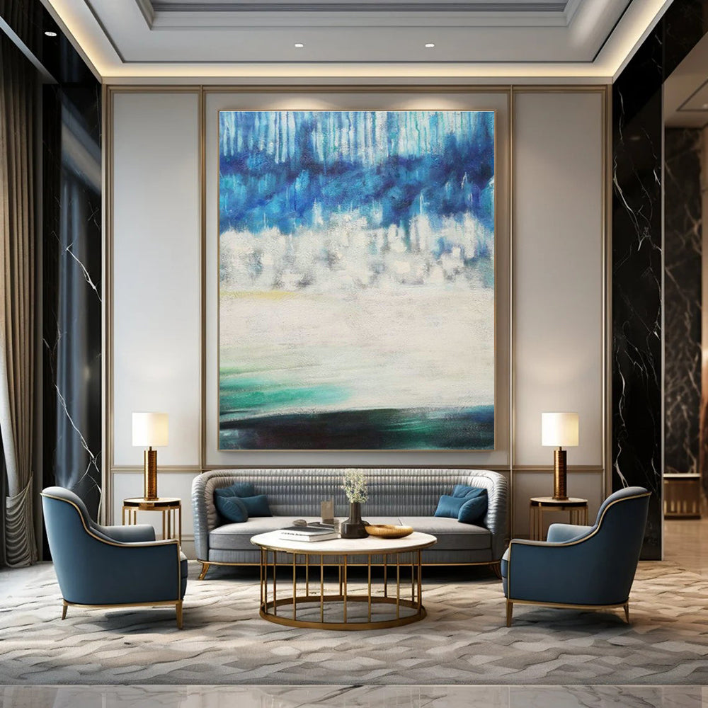 Blue - White Gradient Abstract for Beach House & Corporate Waiting Room DLZ0575