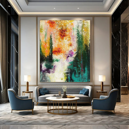 Colorful Floral - Inspired Abstract Art for Garden - Themed Restaurant Private Dining Rooms DLZ0007