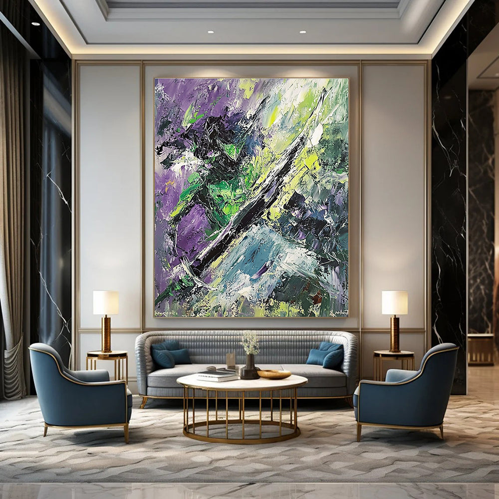 Abstract Green and Purple for Modern Art Studio & Bohemian Living Room STSC881