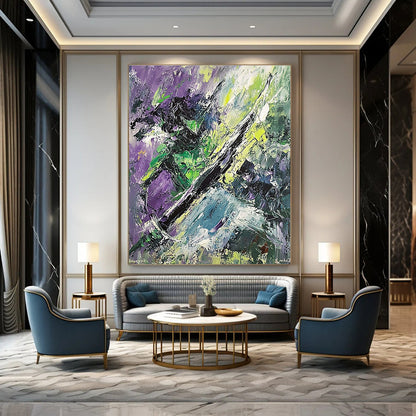 Abstract Green and Purple for Modern Art Studio & Bohemian Living Room STSC881