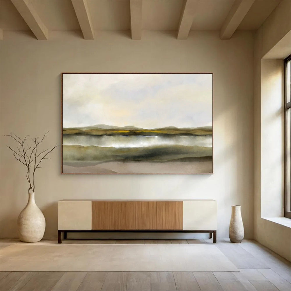Yellow - Green Landscape Abstract Art for Cozy Study DLZ2745