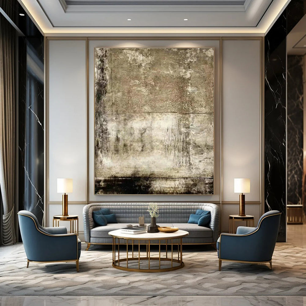Distressed Earth Tone Art for Rustic Farmhouse Dining Room & Industrial Art Studio DLZ0875