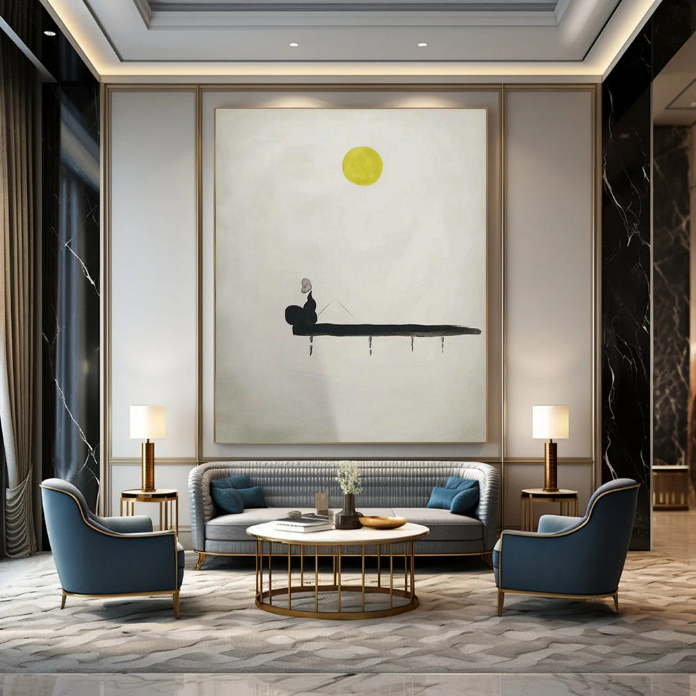 Moonlit Fishing Serenity Art for Coastal Bedroom & Zen Meditation Space DLZ2262