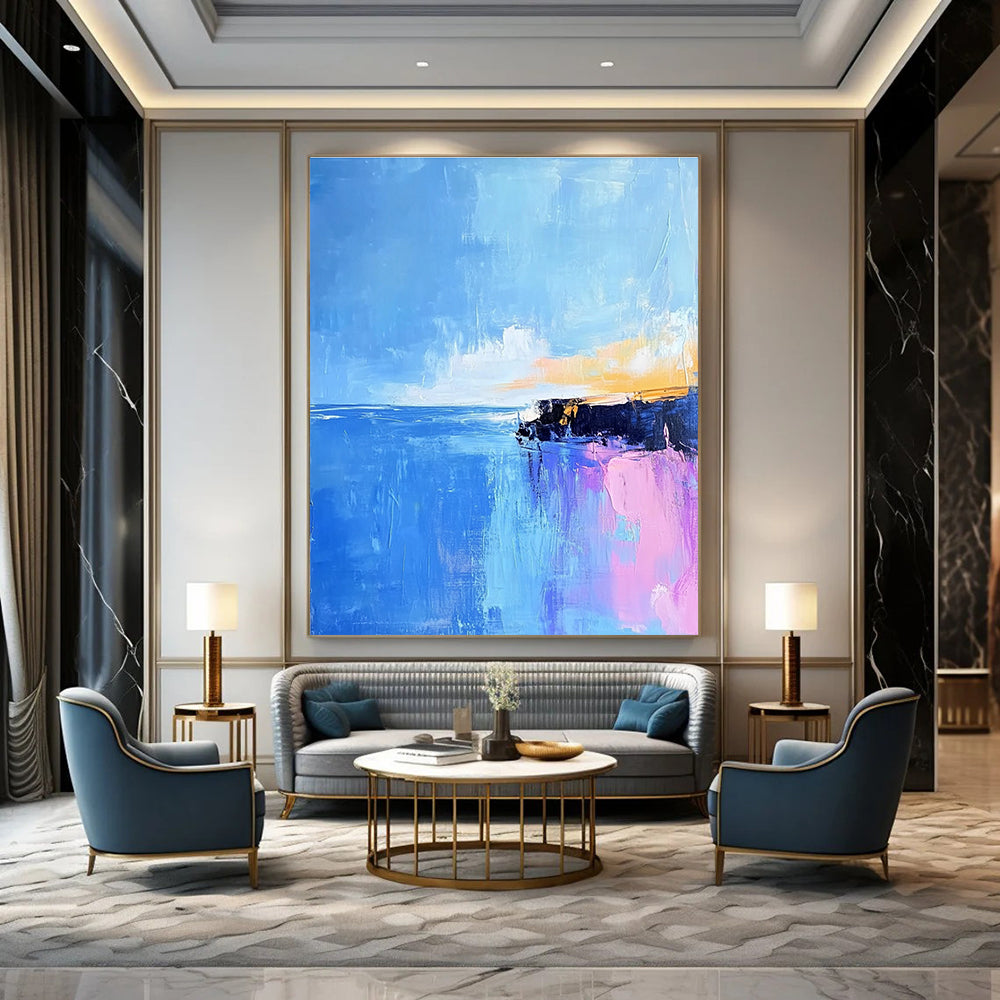 Blue Sea and Cliff Abstract for Nautical - Themed Home & Ocean - Lover’s Lounge STSC598