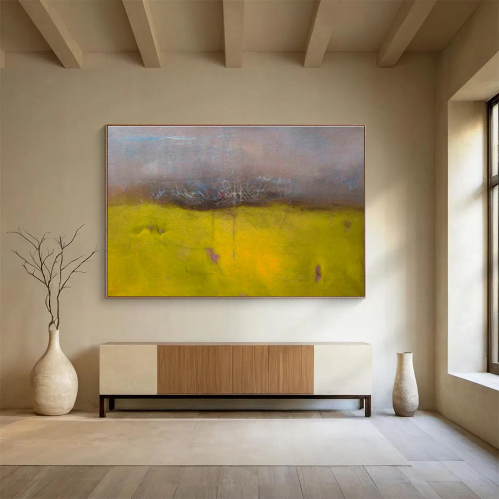 Yellow - Grey Hazy Landscape Art for Relaxing Living Room DLZ2763