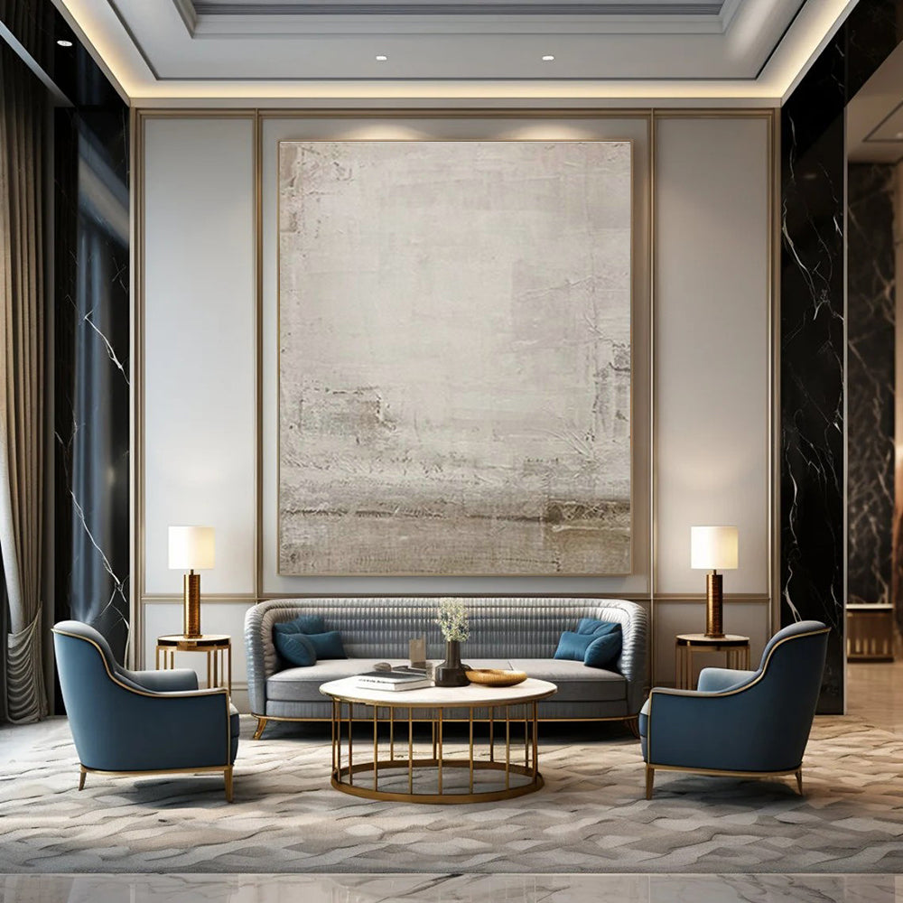 Gray - White Textured Art for Industrial Loft & Minimalist Bedroom DLZ1876