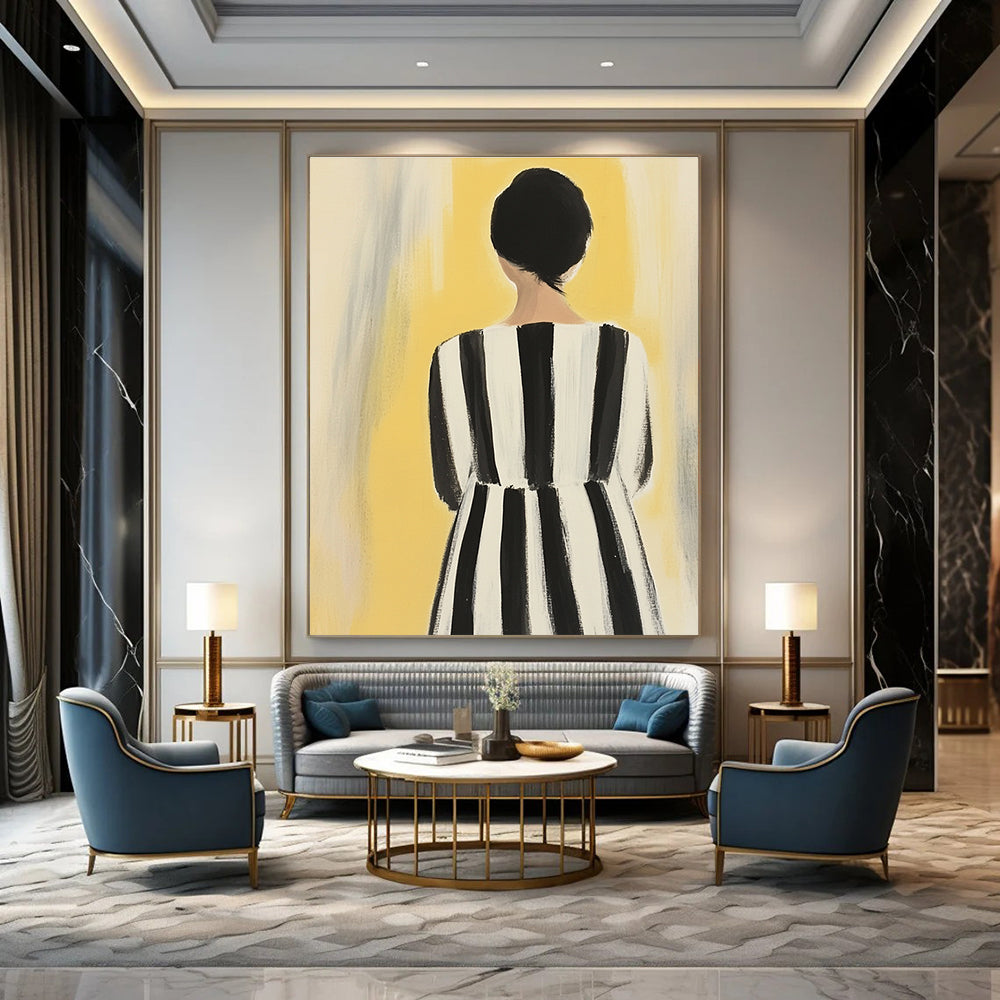 Woman in Striped Dress for Fashion - Inspired Bedroom & Art - Loving Boutique STSC1259