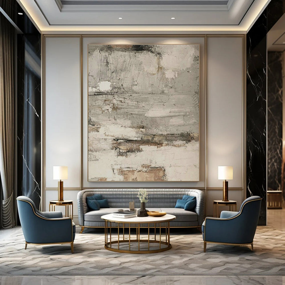 Gray - White - Brown Textured Art for Industrial - Style Café & Minimalist Living Room DLZ1870