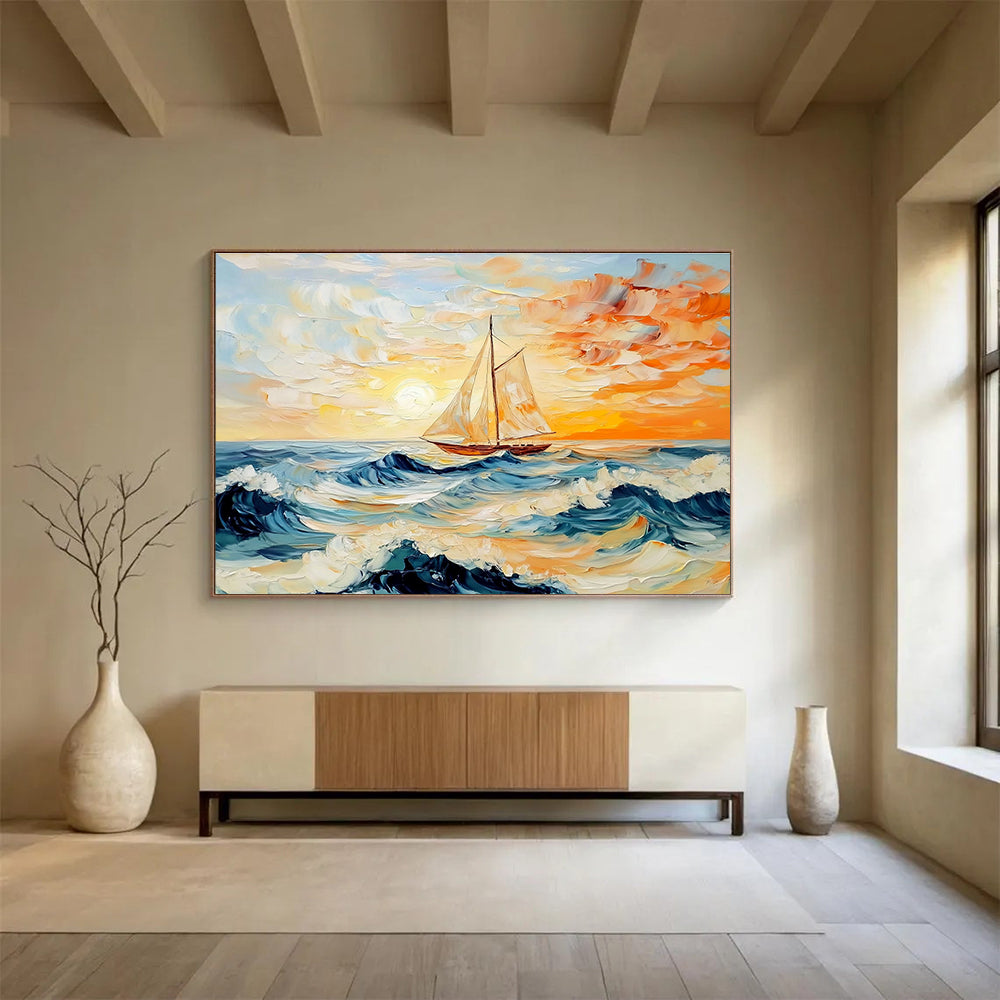 Sailboat at Sunset Art for Yacht Club & Sailing Enthusiast’s Home SC419
