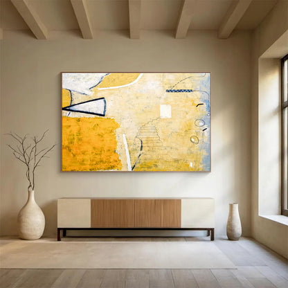 Yellow - Gray Staircase Abstract for Artistic Home Library DLZ2946