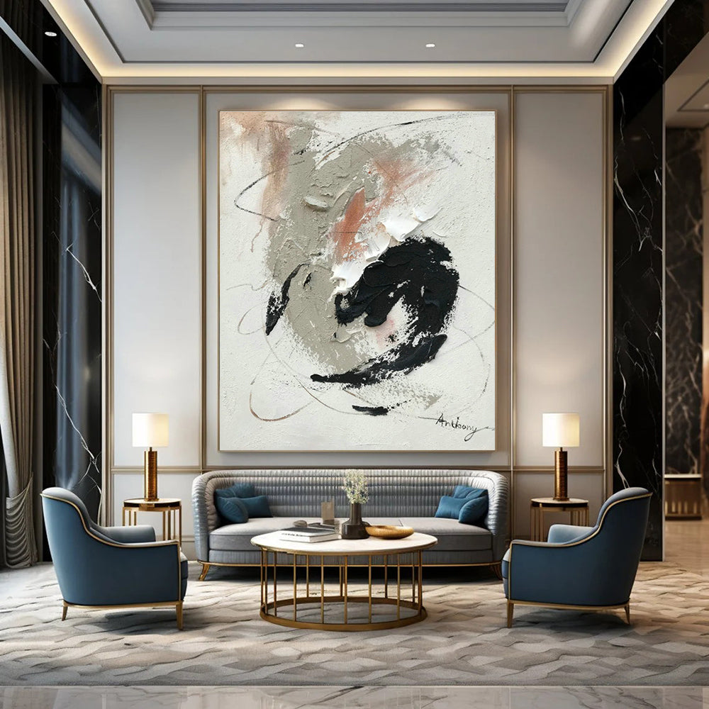 Gray - Black - White Abstract Art for Minimalist Gallery & Urban Apartment DLZ0819