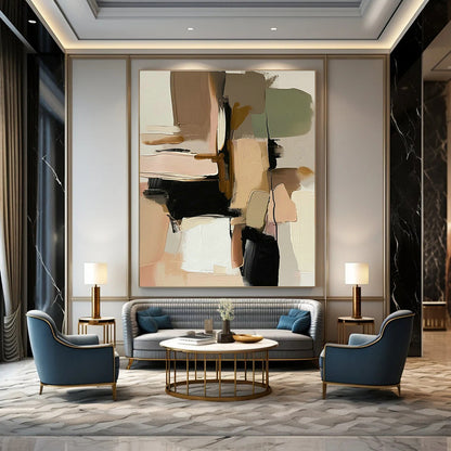 Blush - Beige - Brown Abstract Art for Bridal Suite & Boutique Café DLZ1247