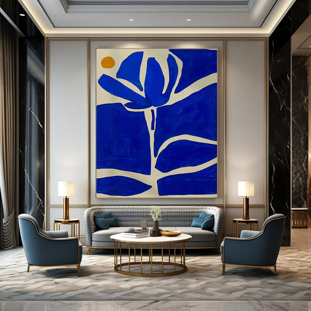 Blue Flower Abstract Art for Bohemian Garden House & Artisan Shop DLZ1759