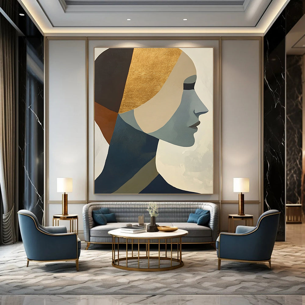 Gold - Accented Portrait Art for Bedroom & Salon STSC692