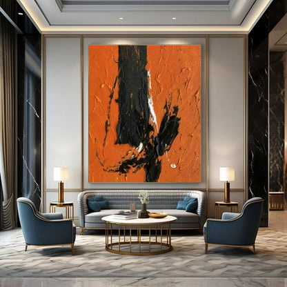 Bold Orange - Black Abstract Art for Industrial Loft & Art - Forward Bar DLZ1445