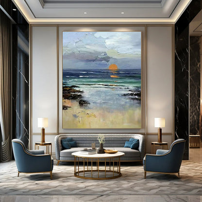 Coastal Sunset Realism Art for Family Beach House & Seafood Restaurant DLZ0923