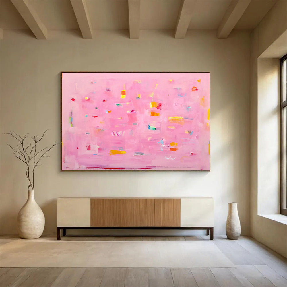 Pink Color - Dot Abstract Art for Cheerful Girl’s Bedrooms DLZ2435
