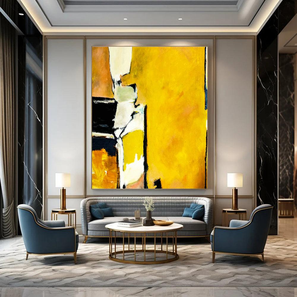 Yellow - Black Abstract Art for Modern Loft & Home Gym DLZ1108