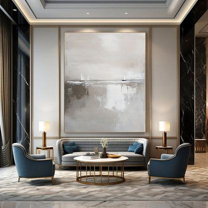 Minimalist Sailboats on Water for Nautical - Themed Home & Serene Lakeside Retreat STSC359