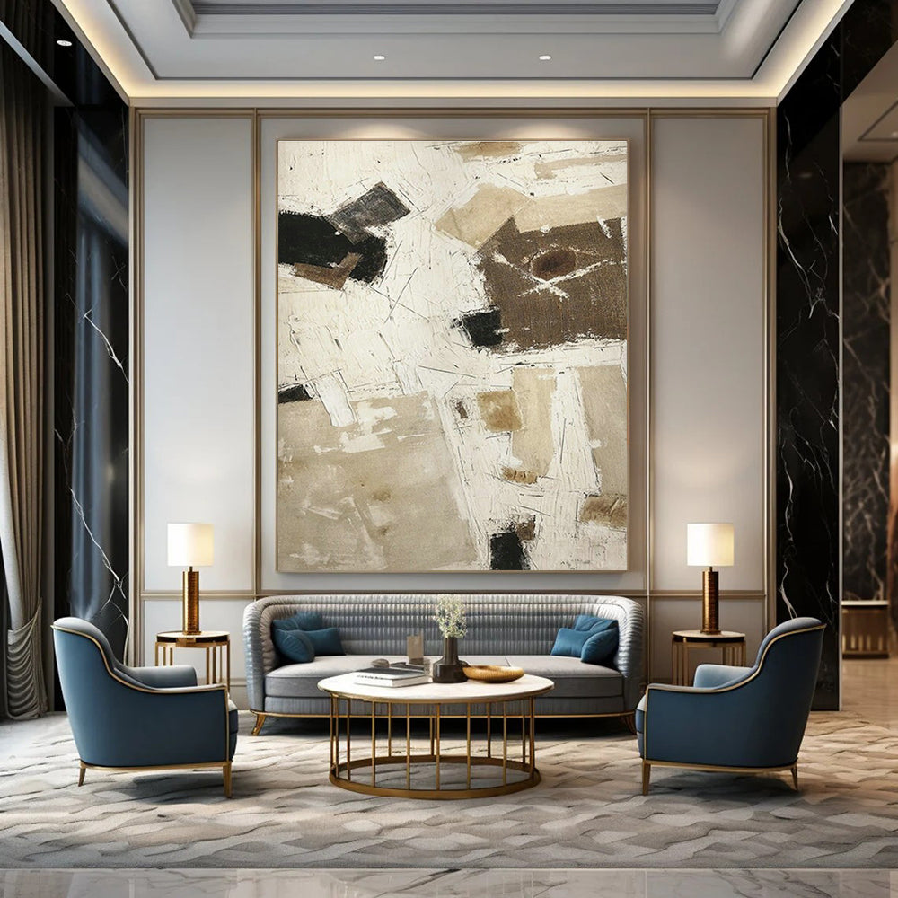 Black - White - Brown Abstract Art for Modern Art Gallery & Creative Studio DLZ1871