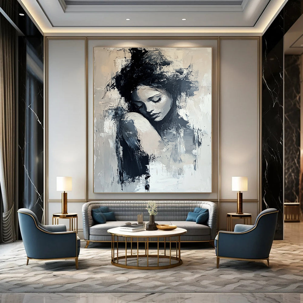Monochrome Female Figure for Thoughtful Library & Feminine Home Office STSC297
