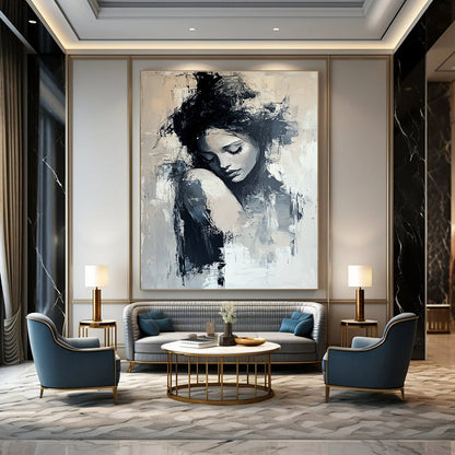 Monochrome Female Figure for Thoughtful Library & Feminine Home Office STSC297