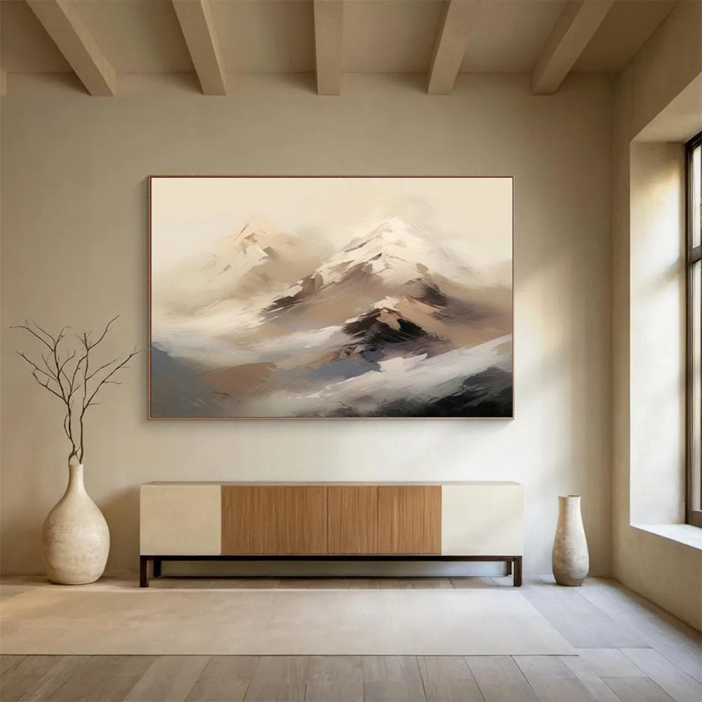 Calming Light - Colored Mountain Painting for Tranquil Bedroom Nook Relaxation DLZ2709