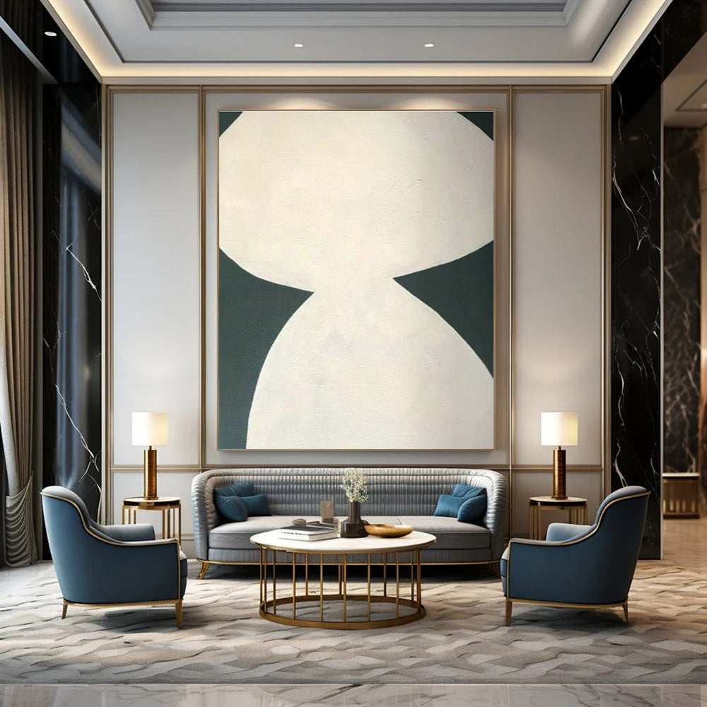 White - Green Geometric Art for Scandinavian Home & Eco - Friendly Art Space DLZ1896