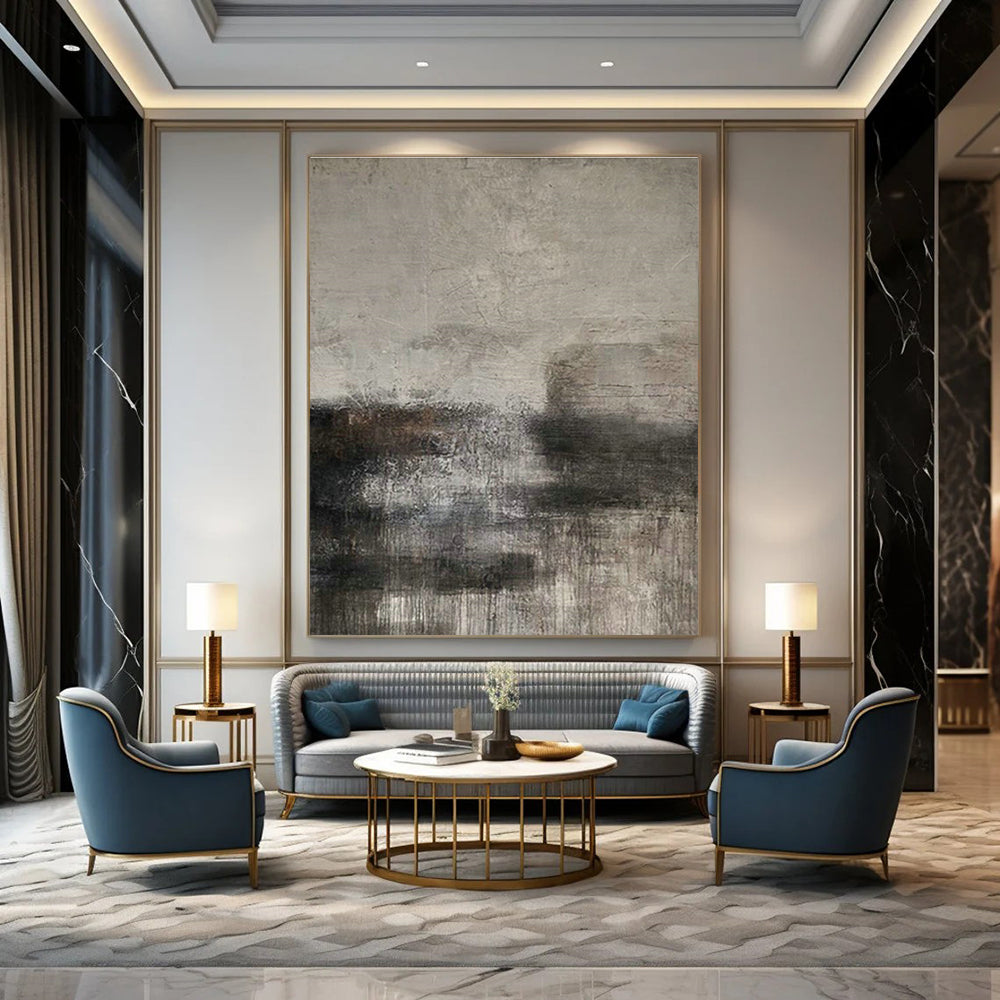 Gray - Brown Abstract Art for Industrial - Style Hotel Lobby Accents DLZ0194