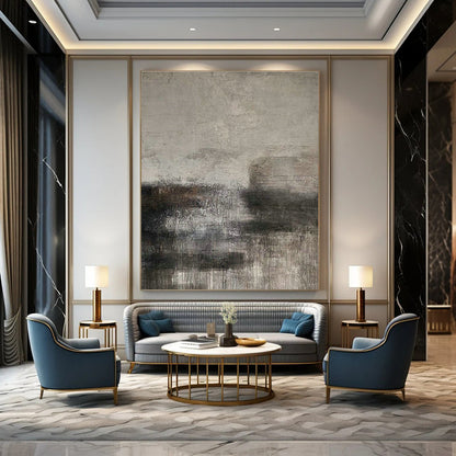 Gray - Brown Abstract Art for Industrial - Style Hotel Lobby Accents DLZ0194