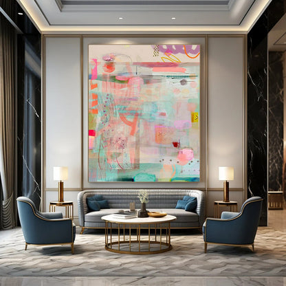 Fresh Collage Abstract Art for Beach House Bedroom Accent Walls DLZ0089