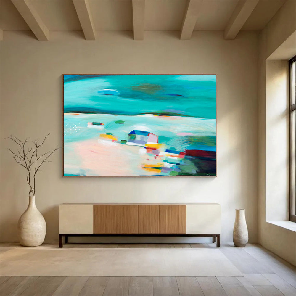 Blue - Green Landscape Abstract Art for Coastal - Inspired Patios DLZ2442