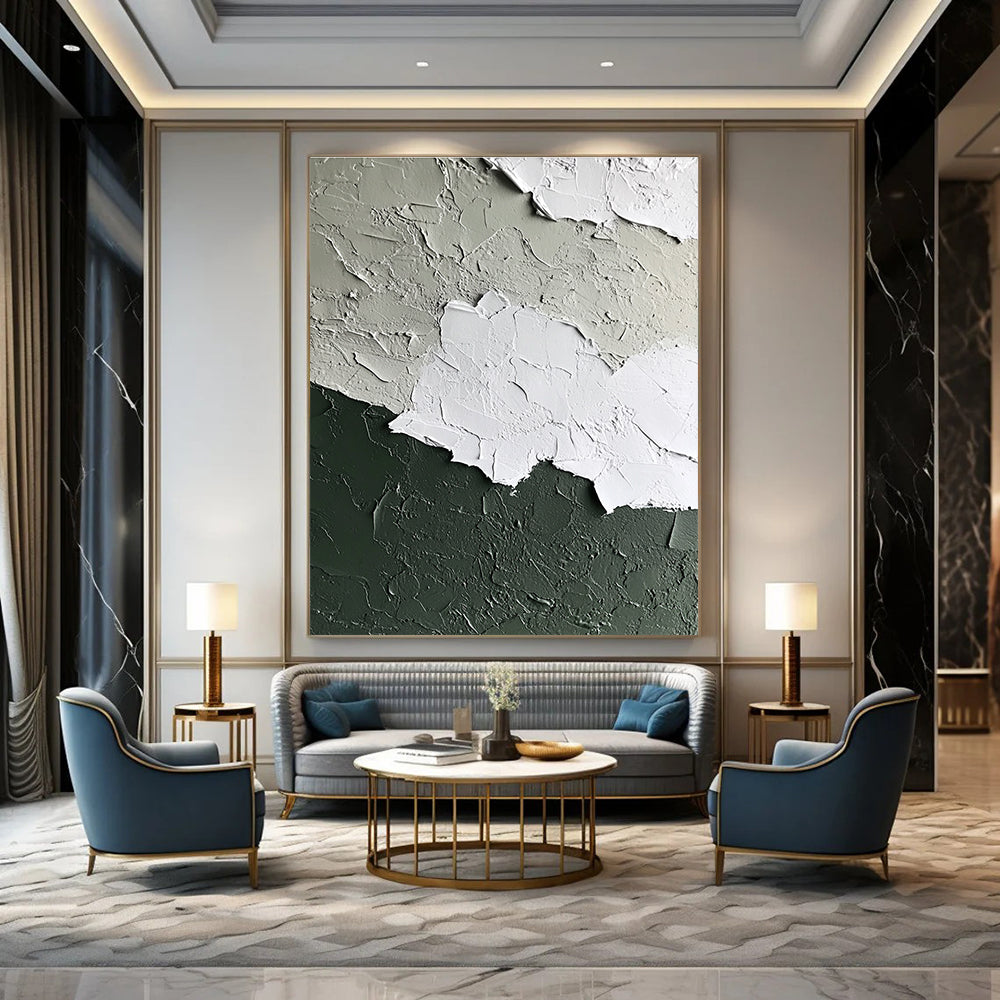 Textured Green - Gray Wall Art for Industrial - Style Café & Interior Design Studio STSC132