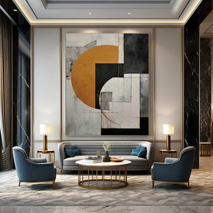 Circular Geometric Abstract Art for Contemporary Living Room & Design - Focused Studio DLZ2122