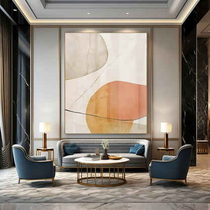 Pink - Orange Geometric Abstract Art for Feminine Boutique & Creative Studio DLZ1958