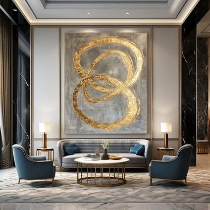 Gold - Ringed Gray Abstract for Boutique Jewelry Store & Modern Living Room STSC1295