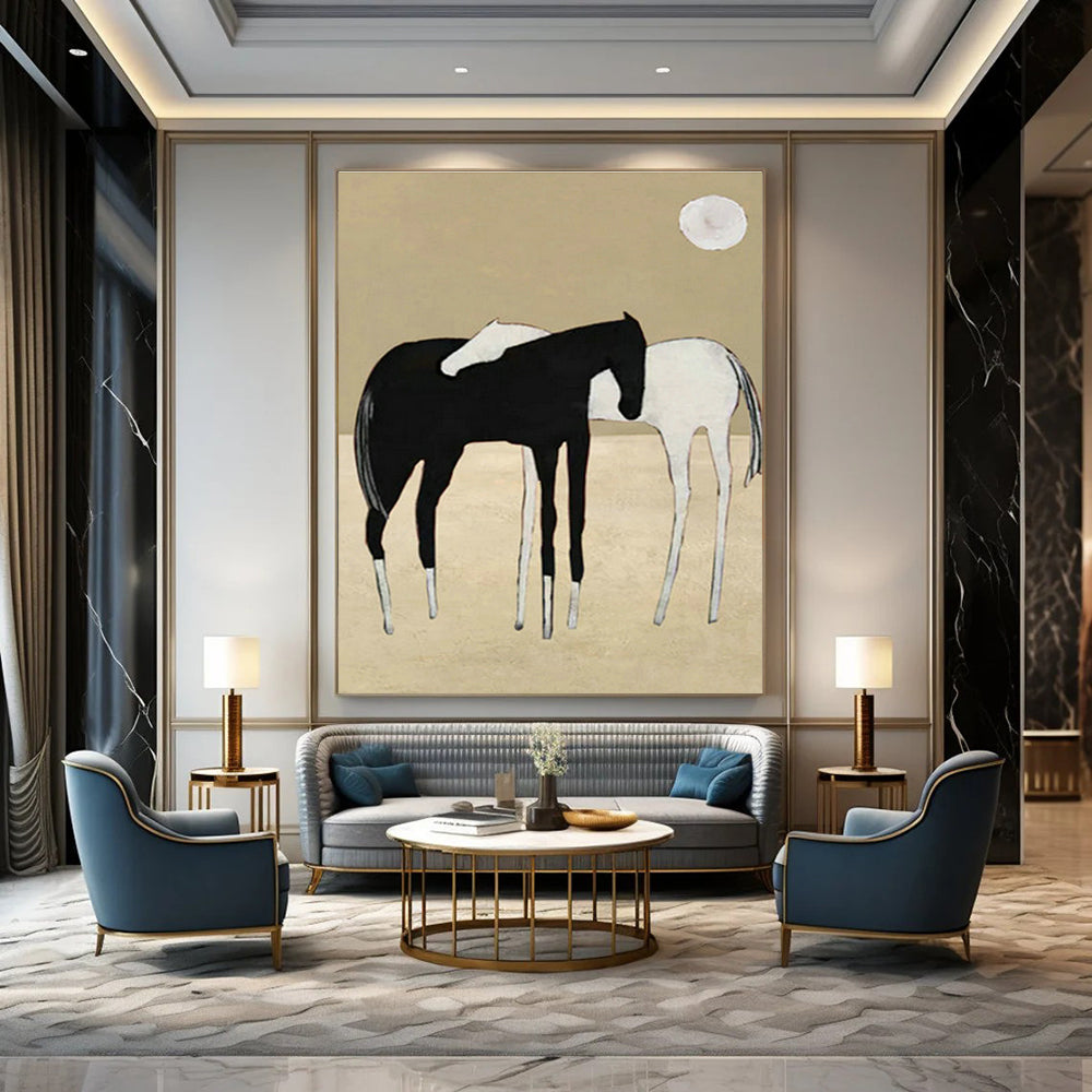Minimalist Horse Art for Scandinavian Living Room & Equestrian - Inspired Studio DLZ1417