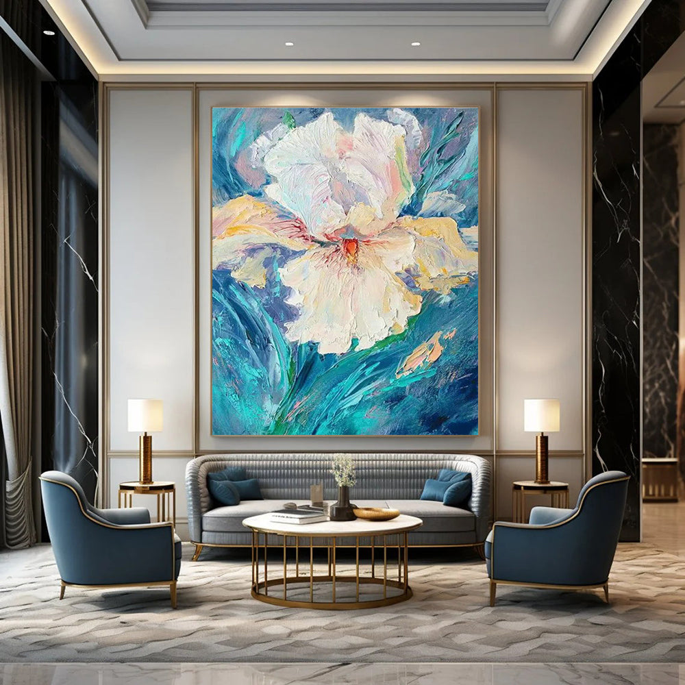 White Iris Flower Art for Shabby - Chic Bridal Suite & Feminine Floral Boutique DLZ0949