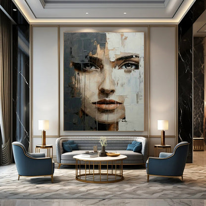 Abstract Portrait with Textured Layers for Bohemian Gallery & Art - Forward Bedroom DLZ2125