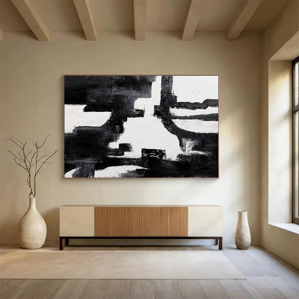 Minimalist Black and White Abstract Art for a Minimalist Study DLZ2402