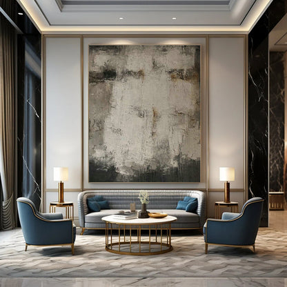 Gray - White Abstract Art for Modern Art Gallery Silent Viewing Areas DLZ0208