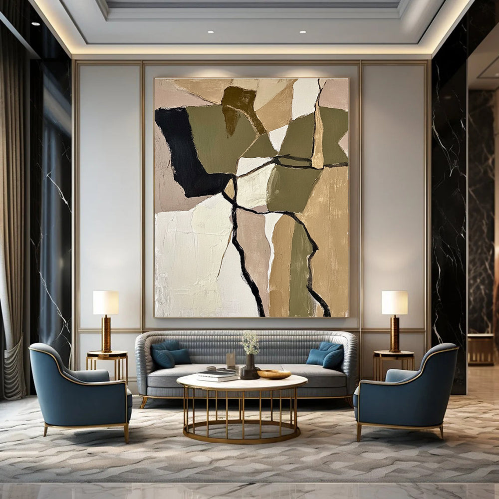 Earth - Toned Geometric Abstract for Rustic Living Room & Art - Loving Study STSC844