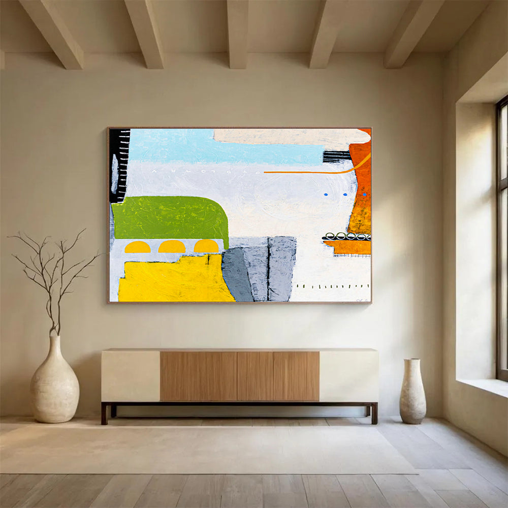 Colorful Geometric Abstract Art for Family - Friendly Restaurant DLZ2929