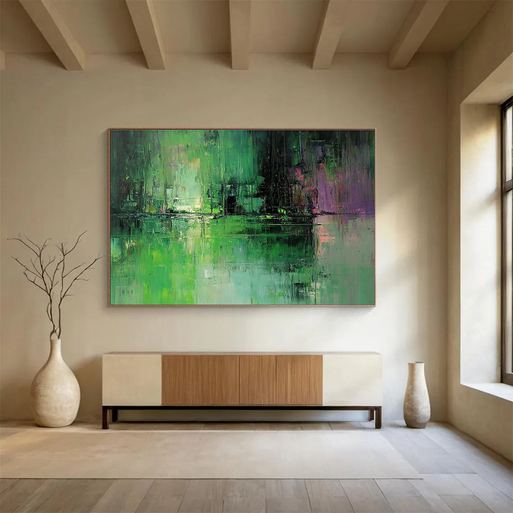 Green Forest Reflection Art for Eco - Friendly Resort Spa & Nature - Inspired Home Library SC114